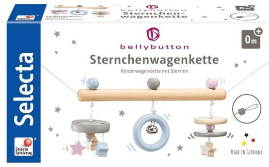 Selecta Pram Chain Wooden Stars 64016, Belly Button, 63 cm, Multi-Colour