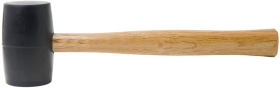 16oz/450g Industrial Rubber Mallet Hammer with 34cm/13.5" Long High Quality Wooden Hardwood Ash Handle and 10cm/3.75" Hard Black Rubber Head 51-104