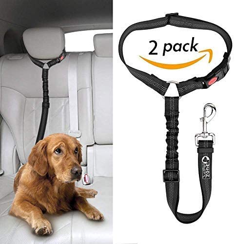 Comfortable Dog Seat Belt Harness for Car, 2-in-1 Leash and Restraint Secures to Headrest. Adjustable Bungee, Strong, Durable - Image 2