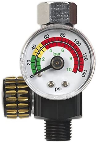 Sealey Ar01 On-Gun Air Pressure Regulator/Gauge, Red, 13.4 cm - Image 2