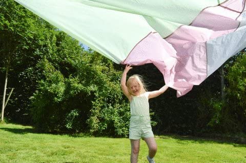 Traditional Garden Games Giant Play Parachute for Kids & Families - 3.45m Pastel Multi-Colour with 8 Handles, Indoor & Outdoor Fun - Image 2