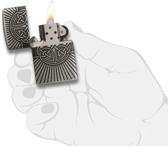 Zippo Unisex's CELTIC CROSS DESIGN Windproof Lighter, Antique Silver, Regular - Image 4