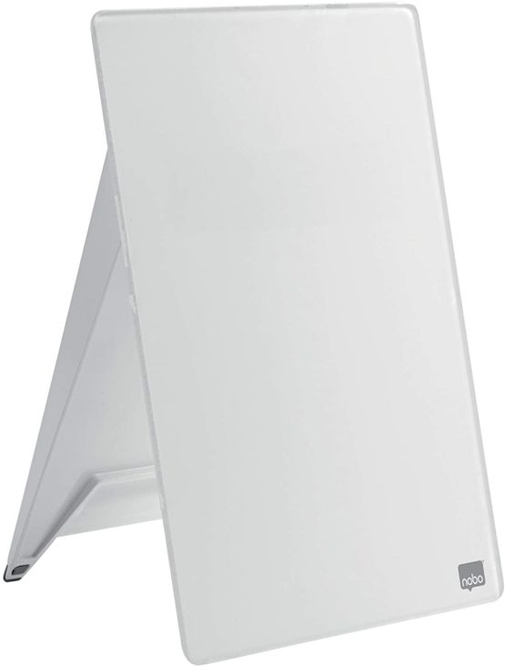 Nobo Glass Dry Wipe Personal Desktop Easel Whiteboard, 21.6 x 29.7 x 3 cm, Brilliant White, 1905173