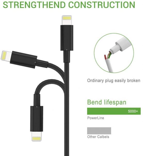 Quntis iPhone Charger Lightning Cable - MFi Certified 3Pack 2M Lightning to USB A Cable for iPhone SE 2020 11 Xs Max XR X 8 Plus 7 Plus 6 Plus 5s SE iPad Pro and More - Image 2