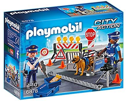 Playmobil 6878 City Action Police Roadblock, police gifting toy, fun imaginative role-play, playsets suitable for children ages 4+