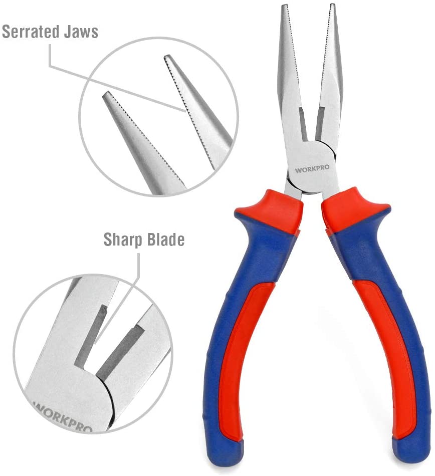 WORKPRO 4-Piece Pliers Set, 245 mm Water Pump Pliers, 160 mm Long Nose Plier, 160 mm Combination Plier, 160mm Side Cutter - Image 3