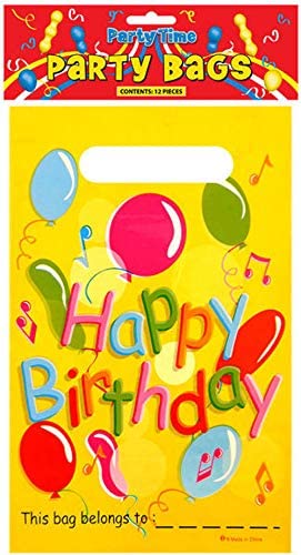 Henbrandt 12-Pack Plastic Happy Birthday Party Bags Gift Bag for Party Favours Goodies Treats Birthday Packaging Boys and Girls - Image 2