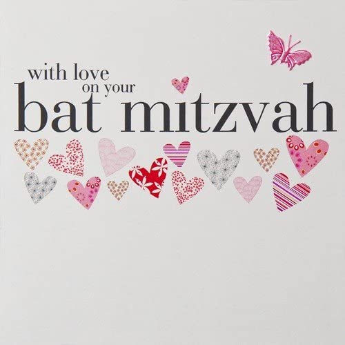 Claire Giles Greeting Cards, Bat Mitzvah Card, Congratulations pink hearts design Greeting Card