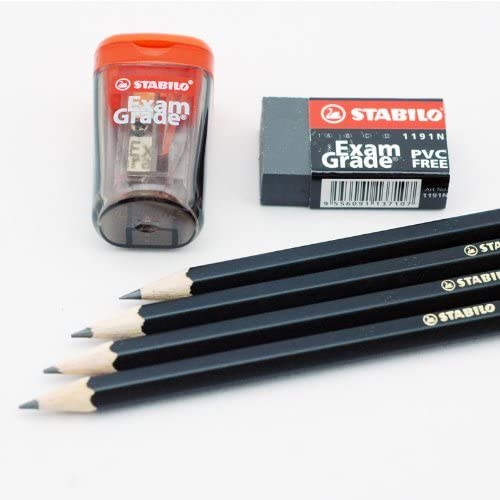 Sharpener Eraser STABILO Exam Grade HB Blister Pack of 4 Graphite Pencil