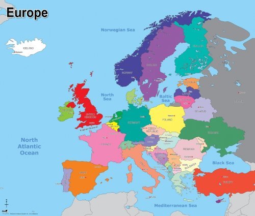 Wildgoose Education WG3519 Simple Map of Europe, 67 cm x 57 cm, white
