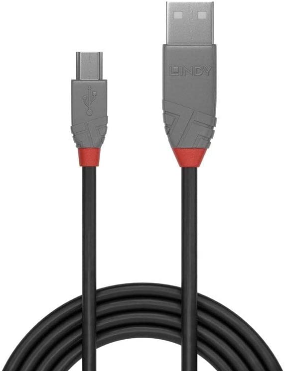 Lindy 2m USB 2.0 Type A to Mini-B Cable, Anthra Line, Pro Range, Gold Plated Contacts, Double Shielded, Durable - Image 2