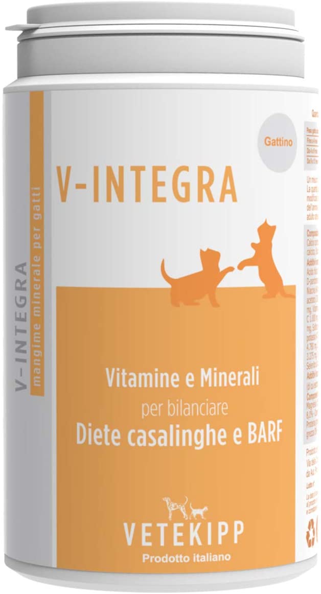 V-INTEGRA Kitten - Complete Supplement Rich in Vitamins and Minerals, for the Housewife Diet of the Puppy Cat - 200 g - Made in Italy