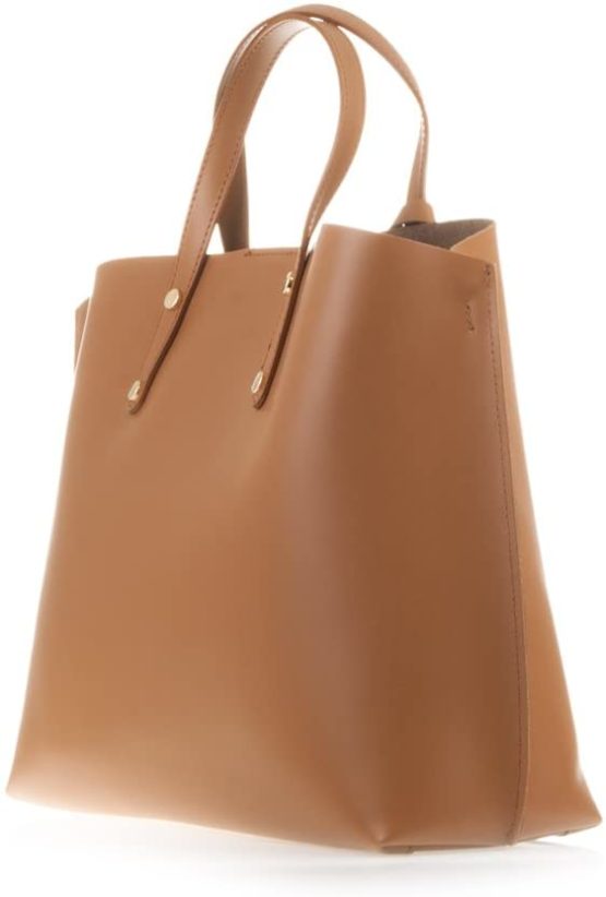 Firenze Artegiani Bolso De Mujer Piel Auténtica, Acabado Tamponato Forma Shopper Messenger Bag, 40 cm, Brown (Cuero) - Image 4