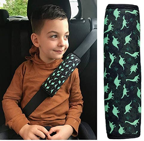 HECKBO 1x Kids Car Seat Belt Pads Seat Belt Protectors, Dinosaur
