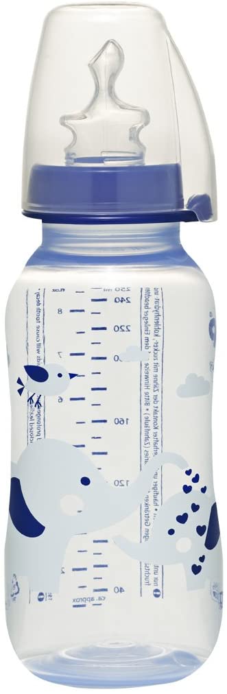 Nip Standard Bottle/PP with Anatomical Silicone Teat Medium 250 ml Bottle, Boy, 0-6 Months, blue