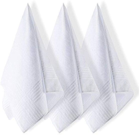 Dudu N Girlie Satin Border Ladies Cotton Handkerchief, 28 cm x 28 cm, 12-Piece