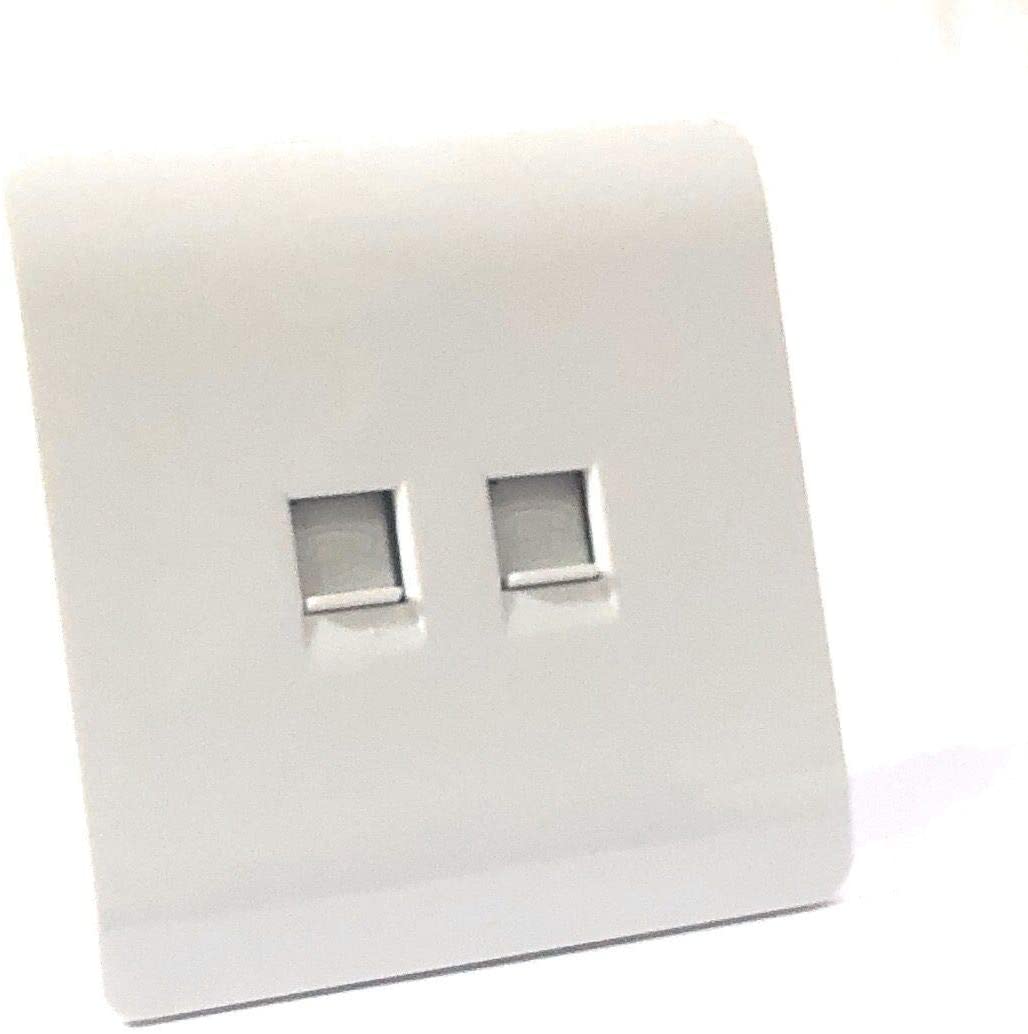 Trendi Artistic Modern Glossy Tactile 2 Gang Telephone Socket White ART-2TLPWH, Ice White - Image 2