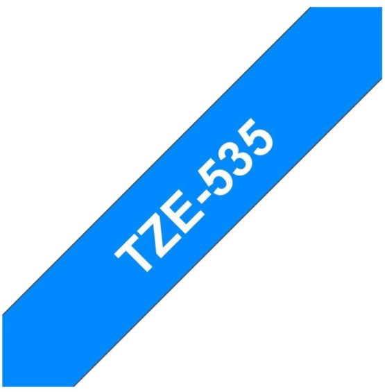 Brother Tze535 12mm Gloss Laminating Tape - White/ Blue - Image 2