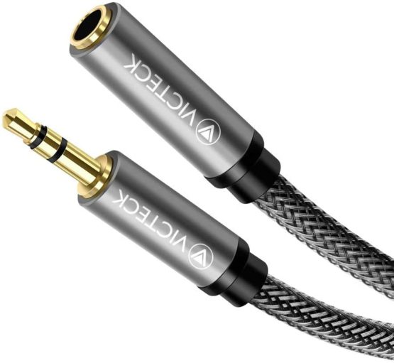 Audio Extension Cable 5M, Victeck Nylon Braided Jack cord 3.5mm Stereo Male to Female Headset Extension Cable for Headphone Smartphones(No Microphone Support) & Tablets MP3 Players Gold Plated (5M) - Image 2