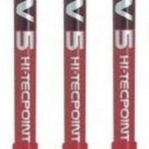 Pilot BX V5 Red Hi-Tecpoint Extra Fine Rollerball Pen 0.5mm Nib Tip 0.3mm Line Width (Pack Of 3)