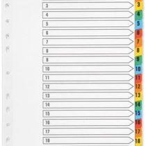 Q-Connect Index A4 Multi-Punched 1-20 Reinforced Multi-Colour Numbered Tabs KF01521