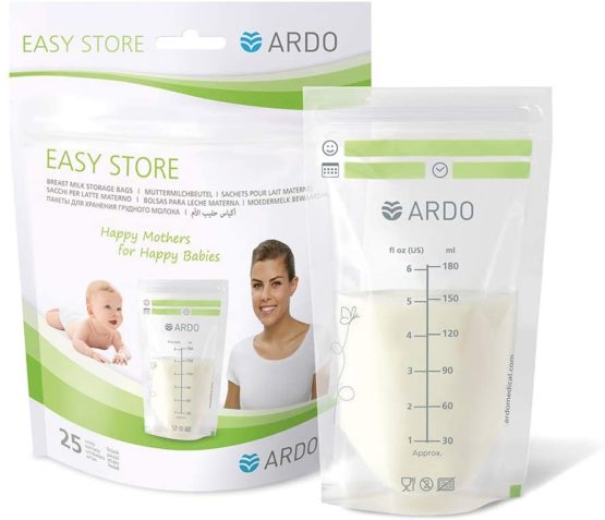 Ardo Easy Store Breastmilk Bag - Pre-Sterilised Bags for Storing and Freezing Breast Milk - 180 ml Capacity - 25 Pieces