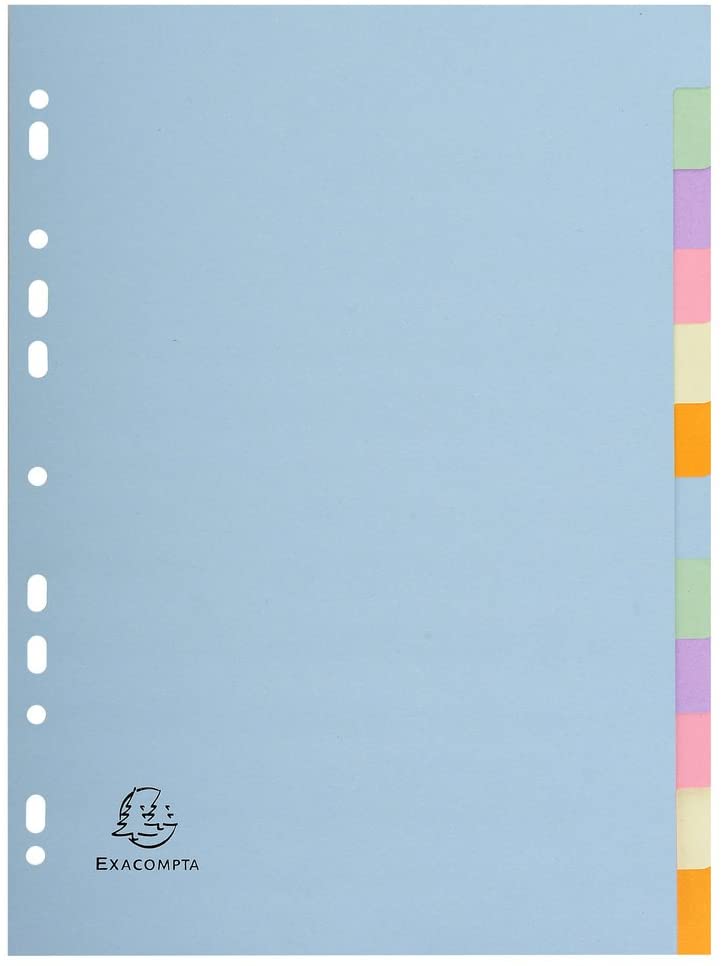 Exacompta, Ref 1612E, Forever Collection, 12-Part Plain Dividers, Suitable for A4 Documents, 100% Recycled 170gsm Card