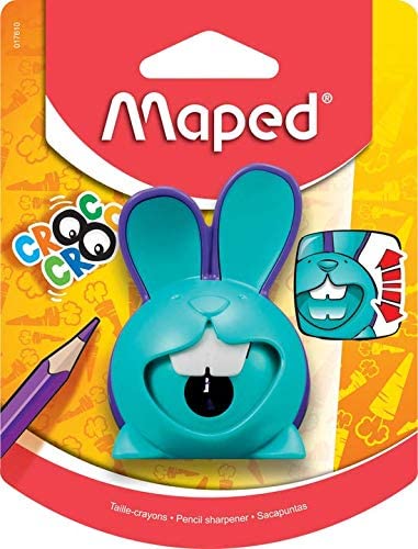 Maped CROC CROC Rabbit Pencil Sharpener - for Thin Pencils With Box - Turquoise/Purple, Green/Turquoise, Pink/Green, 1 Piece - Image 3