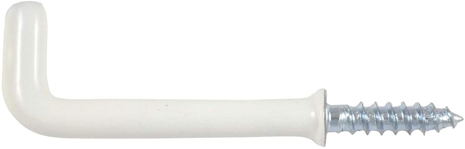 Merriway® BH00169 (20 Pcs) Plastic Coated Square Shouldered Dresser Mug Cup Hooks, 38 mm (1.1/2 inch) White - Pack of 20 Pieces