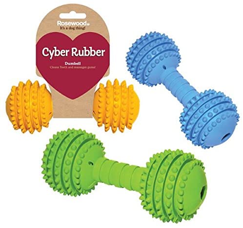 Rosewood Cyber Rubber Dumbbell Toy for Dogs, Tough, Chew-Resistant Interactive Dog Toy for Chewing Fetch and Play - Image 2