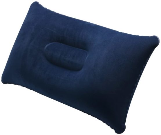 TRIXES Navy Blue Soft Inflatable Camping Travel Pillow Cushion - Compact Air Blow Up Pillow for Beach Sun Lounger Sunbathing Backpacking Hiking - Accessory for Travelling - Image 2