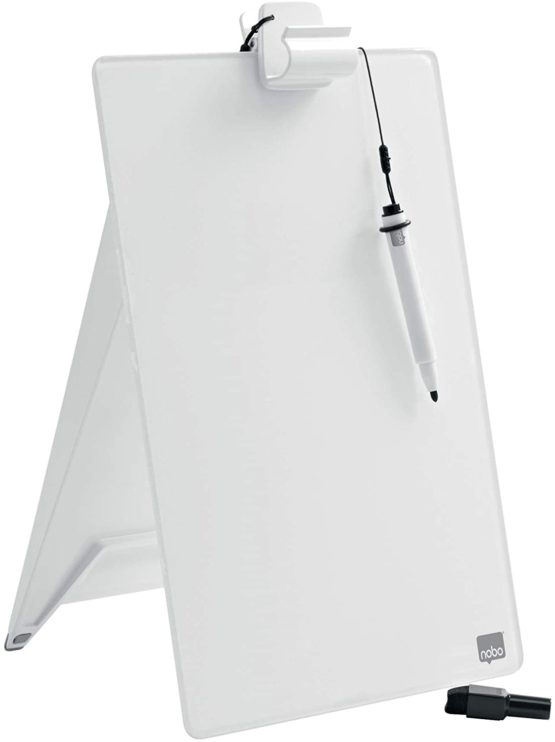 Nobo Glass Dry Wipe Personal Desktop Easel Whiteboard, 21.6 x 29.7 x 3 cm, Brilliant White, 1905173 - Image 2