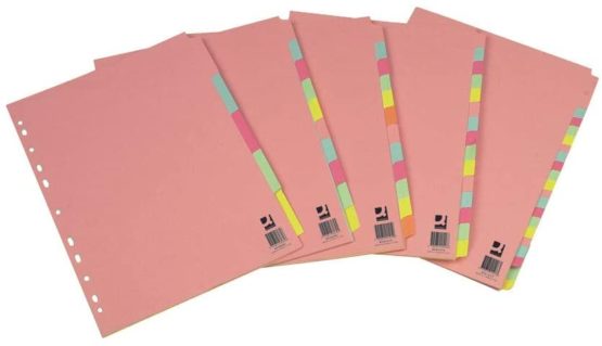 Q-CONNECT A4 5 Part Extra Wide Subject Divider, Pink - Image 2