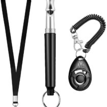 Professional Ultrasonic Dog Whistle With Lanyard & Dog Training Clicker For Recall Stop Barking Adjustable Frequencies Proven Results Pet Training Set