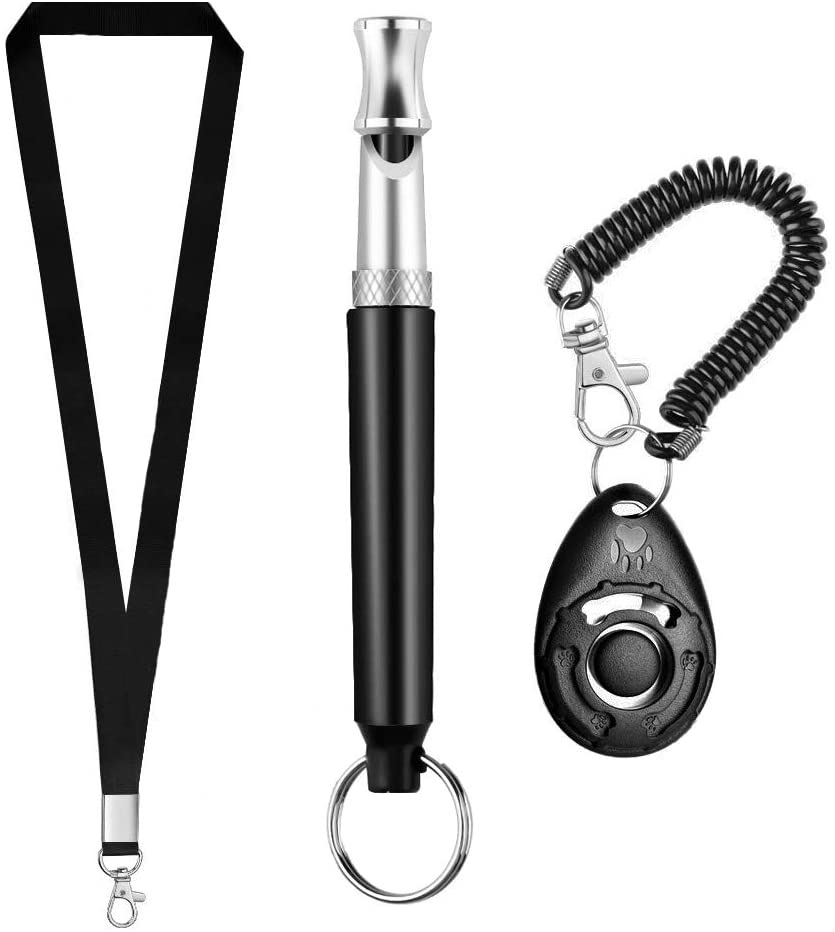 Dog Training Whistle,Adjustable Frequencies,3pcs Ultrasonic Dog Whistle With Lanyard & Dog Training Clicker for Recall and Barking Control,Ideal for dog training,Professional High Pitch Dog Clicker