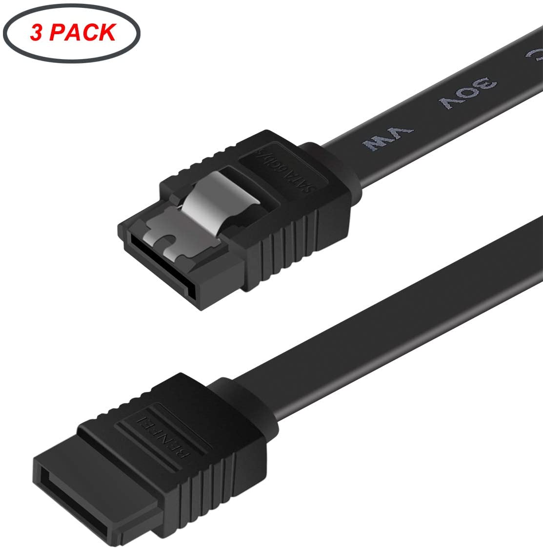 thumbnail image 2 of Bipra SATA III Cable 10-Pack – 45cm Locking Latch, Straight To Right Angle – Perfect For DIY Builds & Drive Upgrades 2 of 3