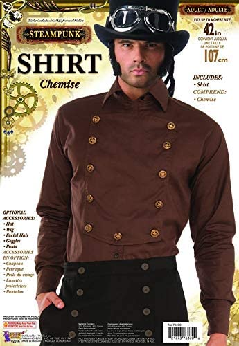 Forum Novelties X76370 Steampunk Shirt, Mens, Solid, Brown, 42-Inch - Image 2