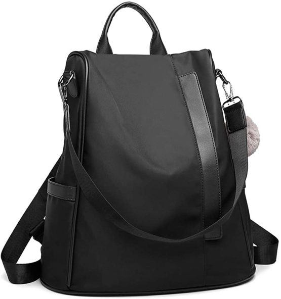 Miss Lulu Women's Backpacks Fashion Rucksack Shoulder Bags Nylon with Casual Anti-Theft (Black)