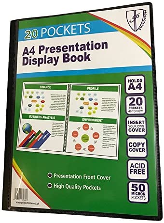 Tiger A4 Presentation Display Book with 20 Pockets (Black), Black/Blue - Image 3