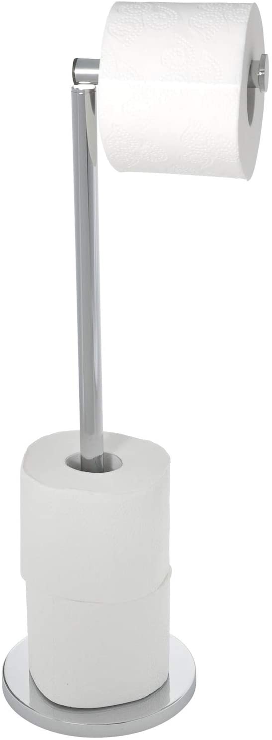 Wenko 19637100 Freestanding Toilet roll Holder 2 in 1, Metal Stainless Steel, 25.5 x 54 x 18 cm, Shiny - Image 2