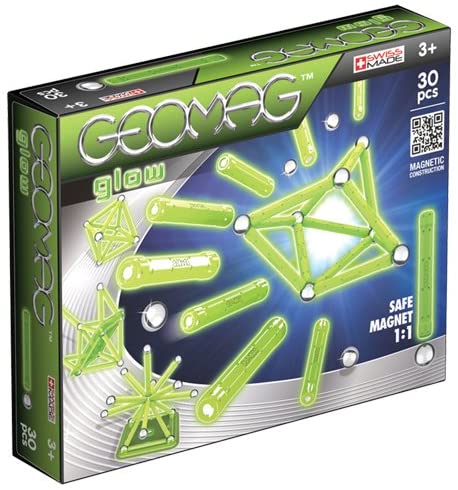 Geomag Classic Glow 335, 30 Pieces - Educational Building Set including Magnetic rods, multicolor