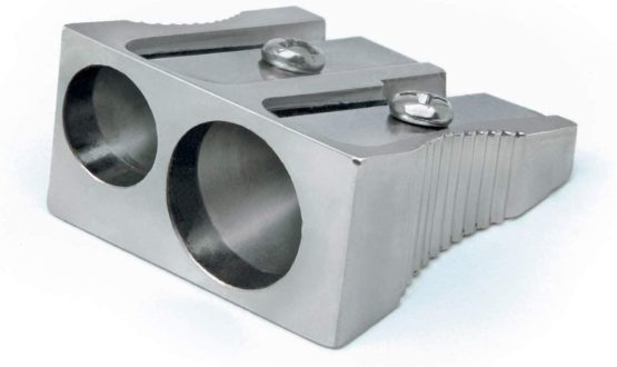 Rapesco R14DCDM2 Metal Wedge Double-Hole Pencil Sharpener, Silver