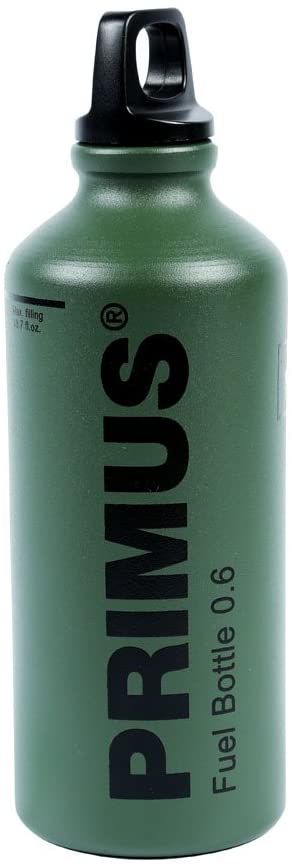 Primus Fuel Bottle 0.6L - Green - Aluminum - Standard Threads - Liquid Fuel Bottle for Liquid Fuel Camping Stove