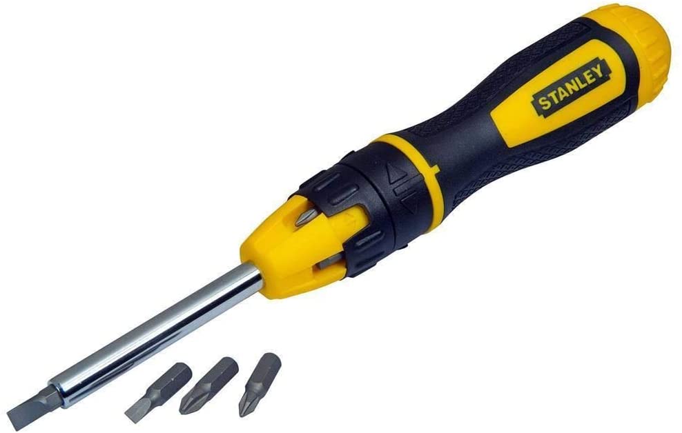 STANLEY 0-68-010 Multibit Ratchet Screwdriver + 10 Bits, Yellow and Black - Image 2