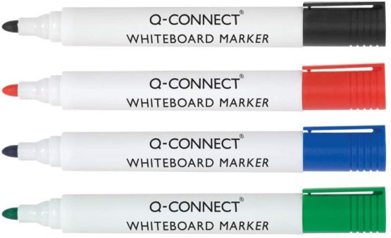 Q-Connect KF26038 Dry Wipe Marker (Wallet of 4) - Multicolour