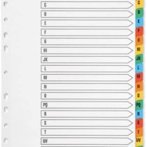 Q-Connect KF01523 Index A4 Multi-Punched A-Z 20-Part Reinforced Multi-Colour Pre-Printed Tabs KF01523 - Pack of 1