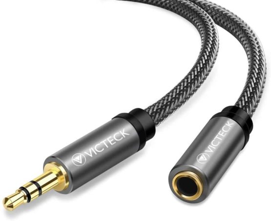 Audio Extension Cable 5M, Victeck Nylon Braided Jack cord 3.5mm Stereo Male to Female Headset Extension Cable for Headphone Smartphones(No Microphone Support) & Tablets MP3 Players Gold Plated (5M)