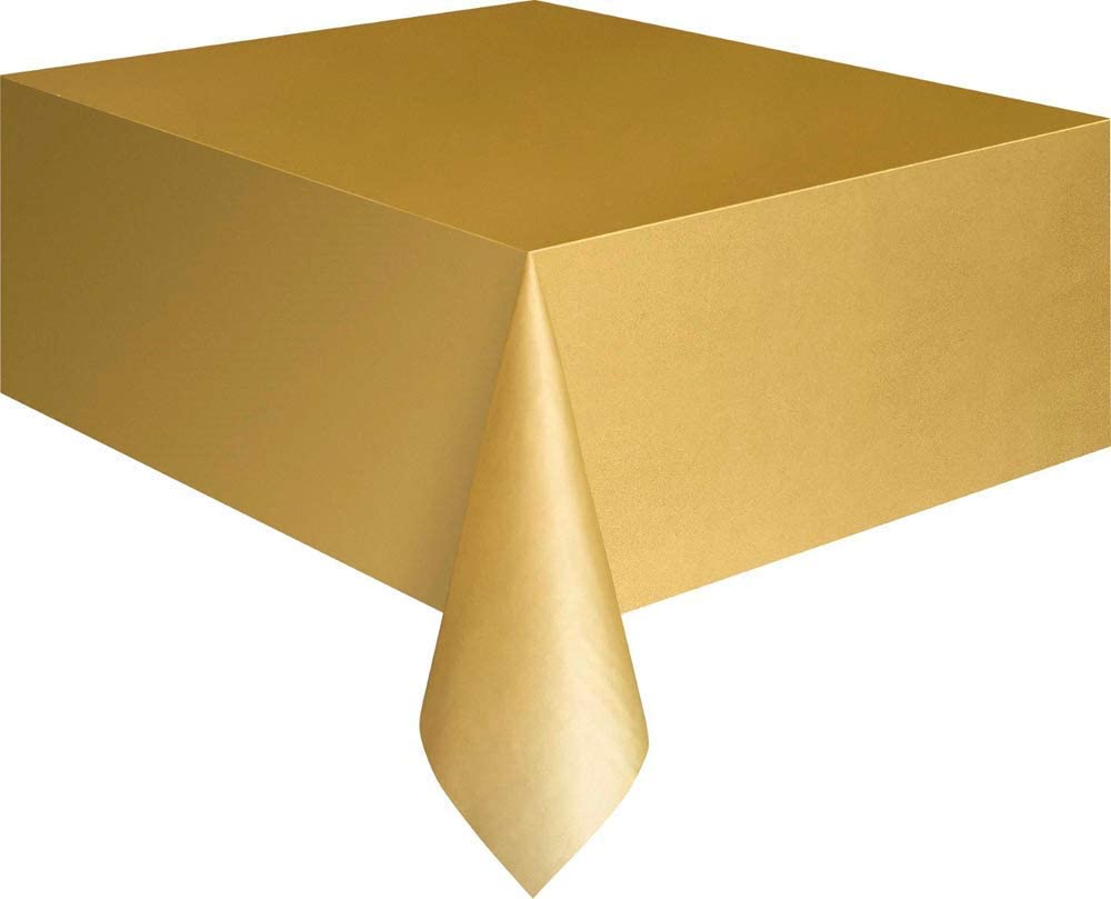 Unique Party 5084 5084-Gold Plastic Tablecloth, 9ft x 4.5ft, Gold, Pack of 1, 108 x 54 inch (Rectangular)
