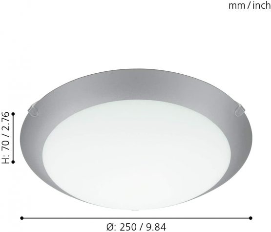 EGLO Mars 1 Ceiling Light 1 Bulb Wall Light Made of Steel, Colour: White, Glass: White Satin with Silver Edge, Socket: E27 - Image 2