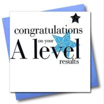 Claire Giles Hearts and Stars A Levels Congratulations Card - Blue